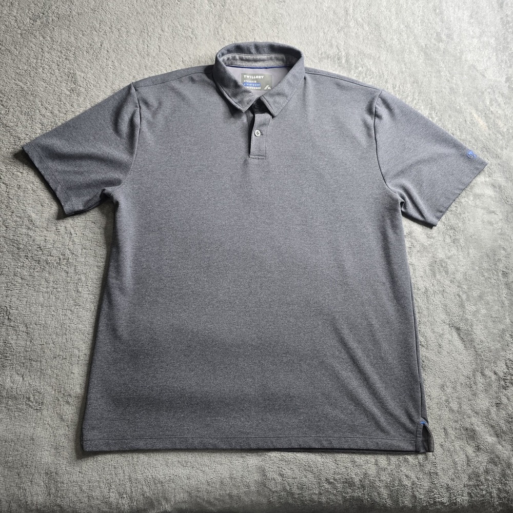 TWILLORY Athleisure Shirt Men Large Gray Performance Polo SS Lightweight Active